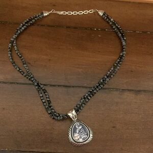 Sterling silver n porcelain Navajo necklace.